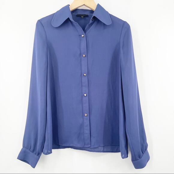 JOES JEANS Button Down Blouse Semi Sheer Top Gold Buttons Long Sleeve SZ Large - Picture 1 of 10